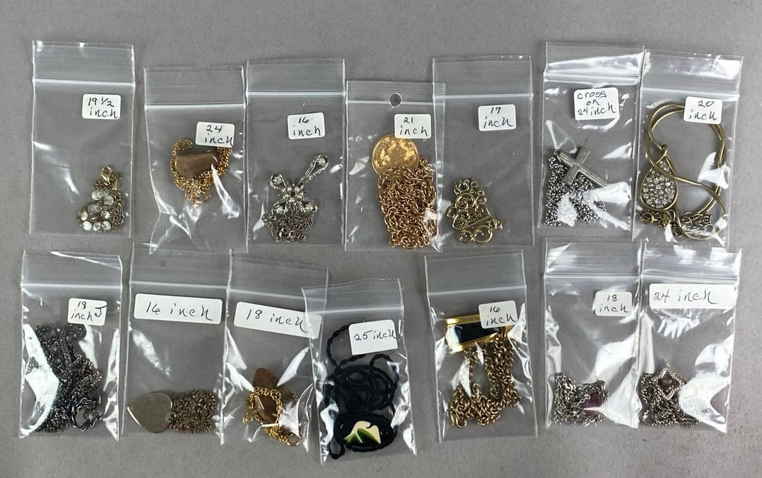 Group of Costume Jewelry Necklaces: Includes various stones, longest measures 25 inches in length