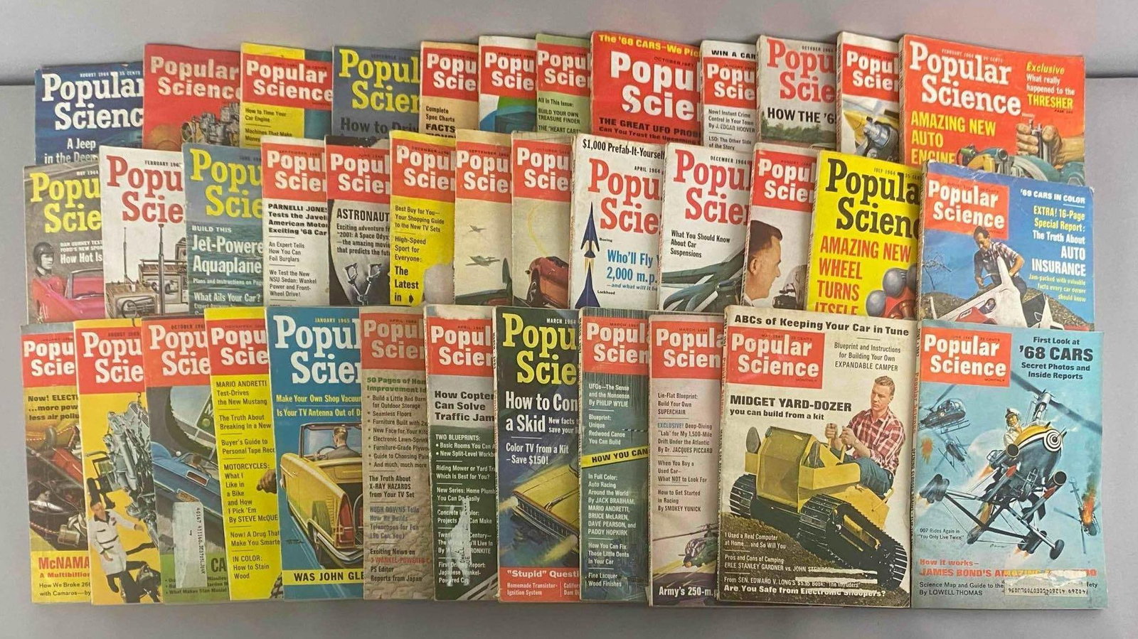 Group of 1960s Popular Science Magazines: each measures 9 inches H x 6 1/2 inches W