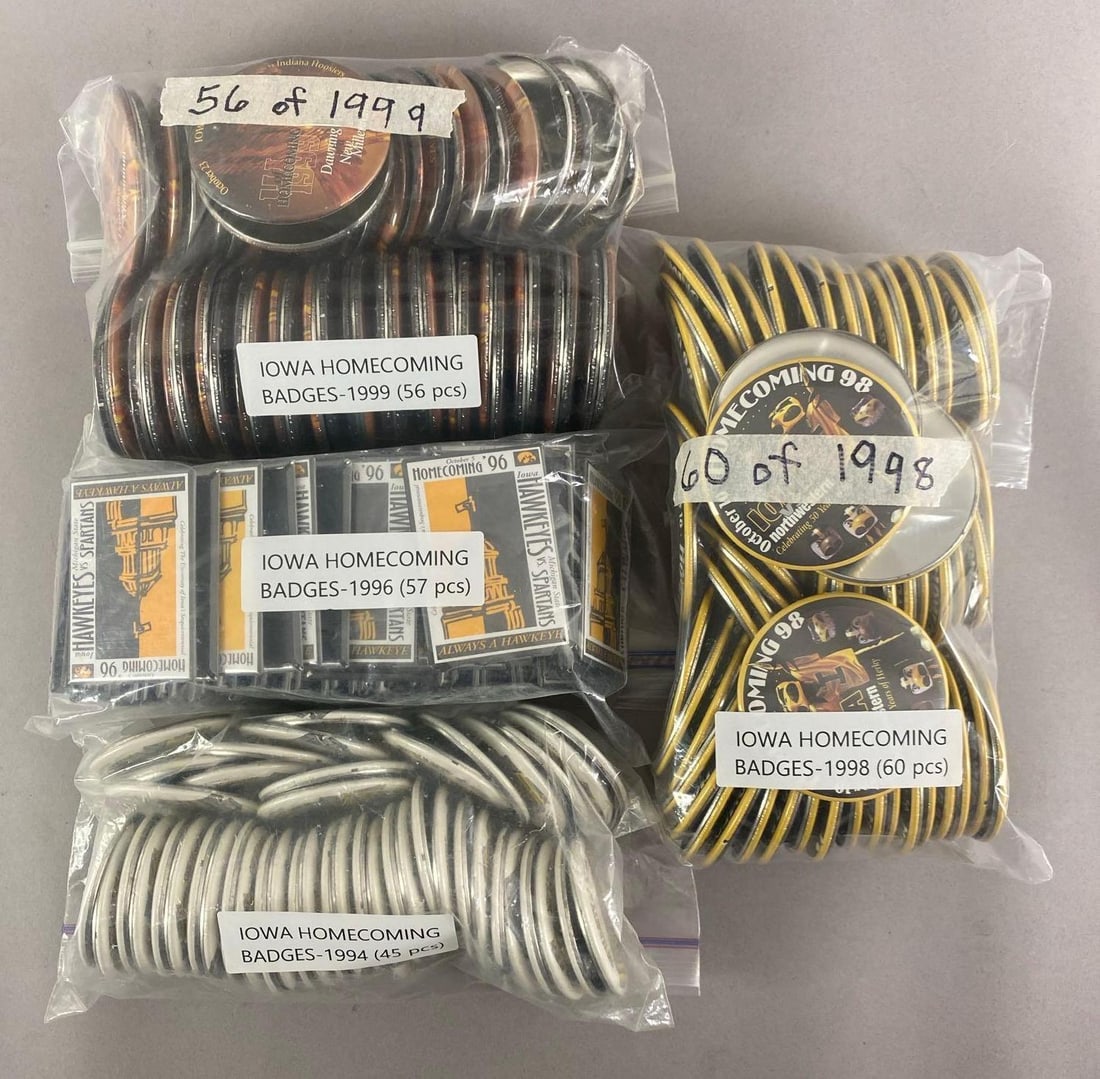 Group of 1990s University of Iowa Homecoming Buttons: Includes 1994, 96, 98 and 99