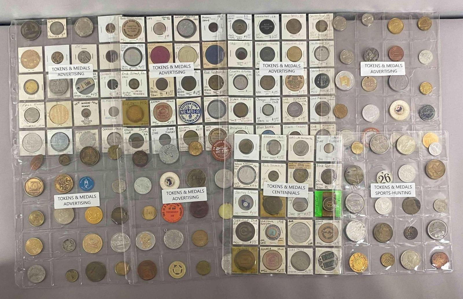 Group of Assorted Tokens and More: Includes Centennial Medals, sport hunting medals, advertising and more