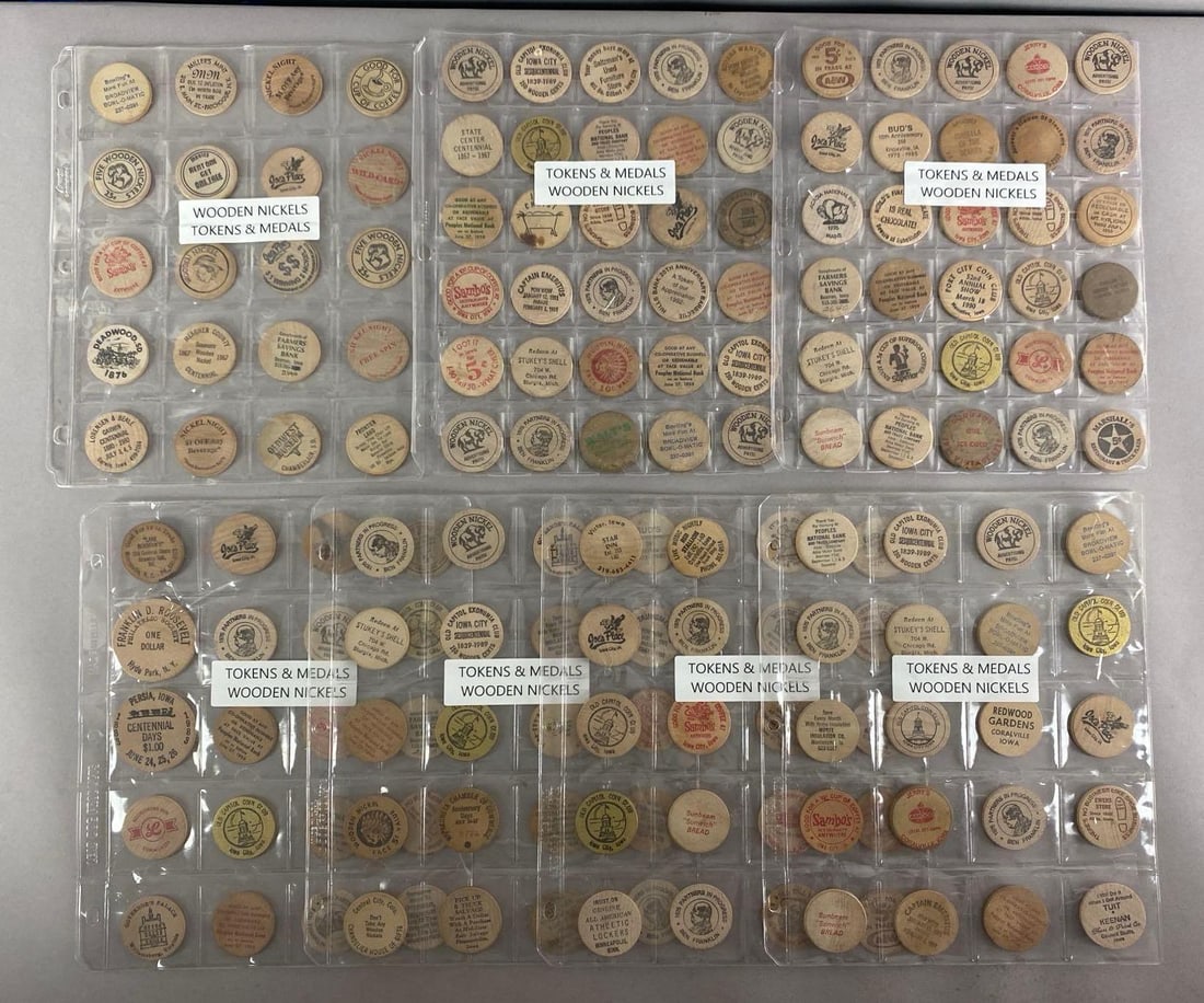 Group of Advertising Wood Nickels (1 of 3)