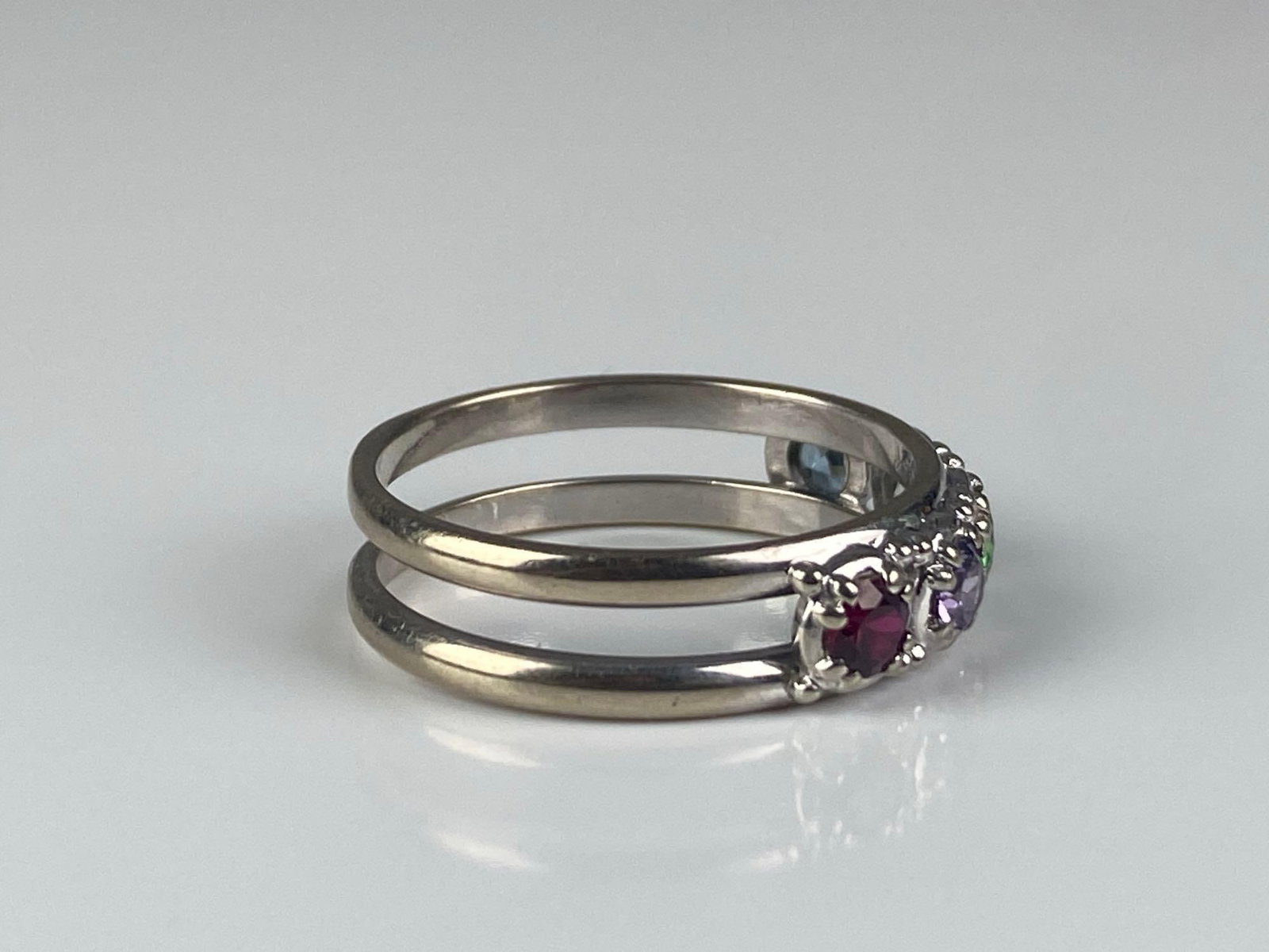 14K White Gold Multi-Gem Ring - 4