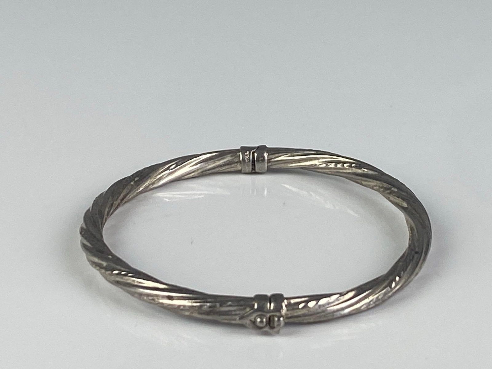 Sterling Silver Twisted Hinged Bangle - 2