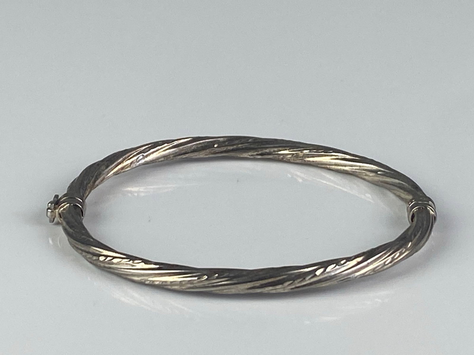 Sterling Silver Twisted Hinged Bangle - 3