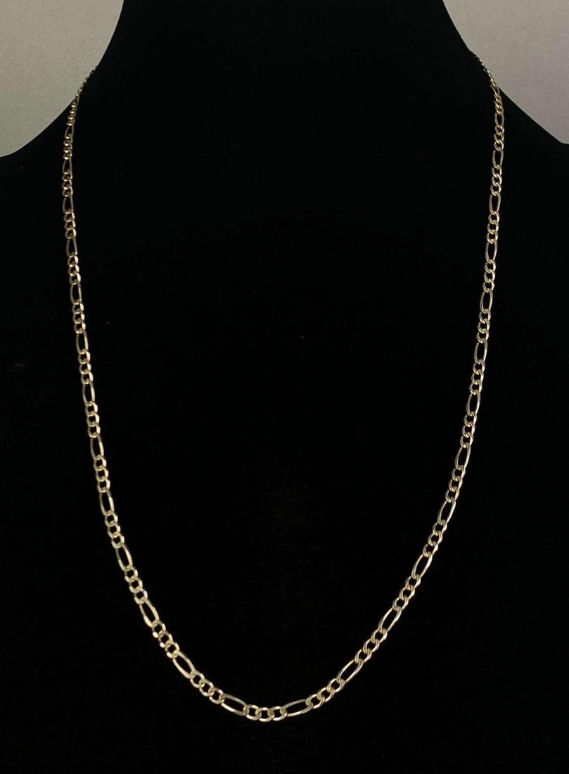 KA Signed Sterling Silver Figaro Link Chain Necklace: Model 1772, measures 24 inches in length