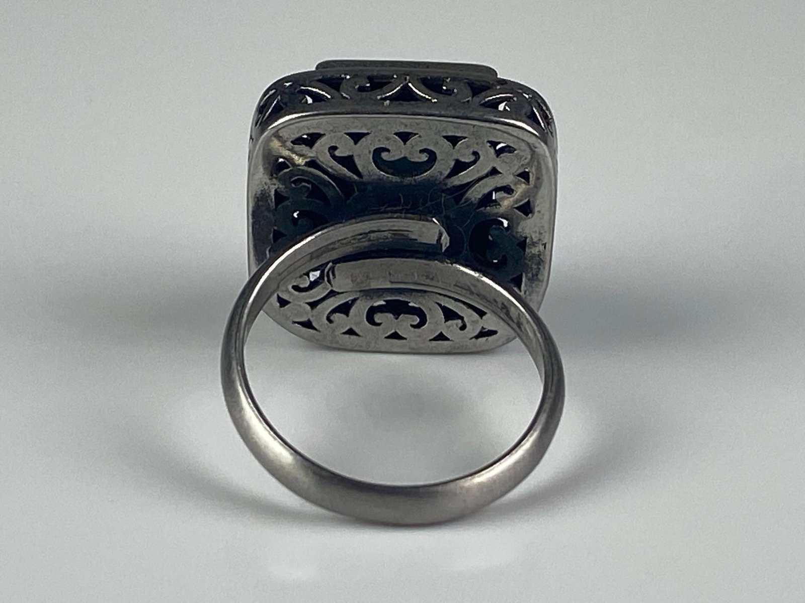 Sterling Silver Openwork Turquoise Statement Ring - 3