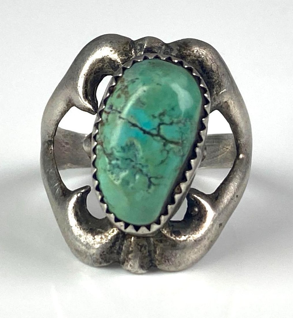 Sterling Silver Turquoise Ring: Size 11
