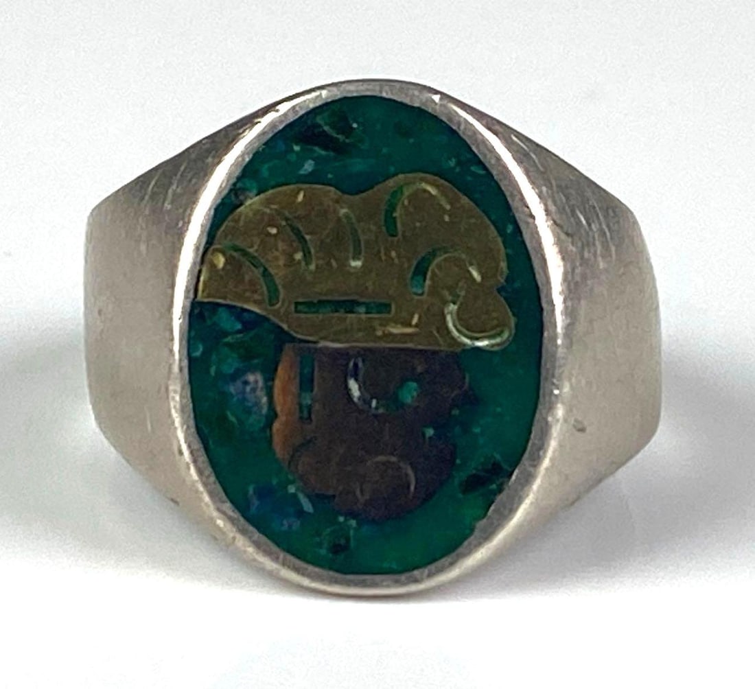Mexican Sterling Silver Portrait Ring: Size 9 1/2