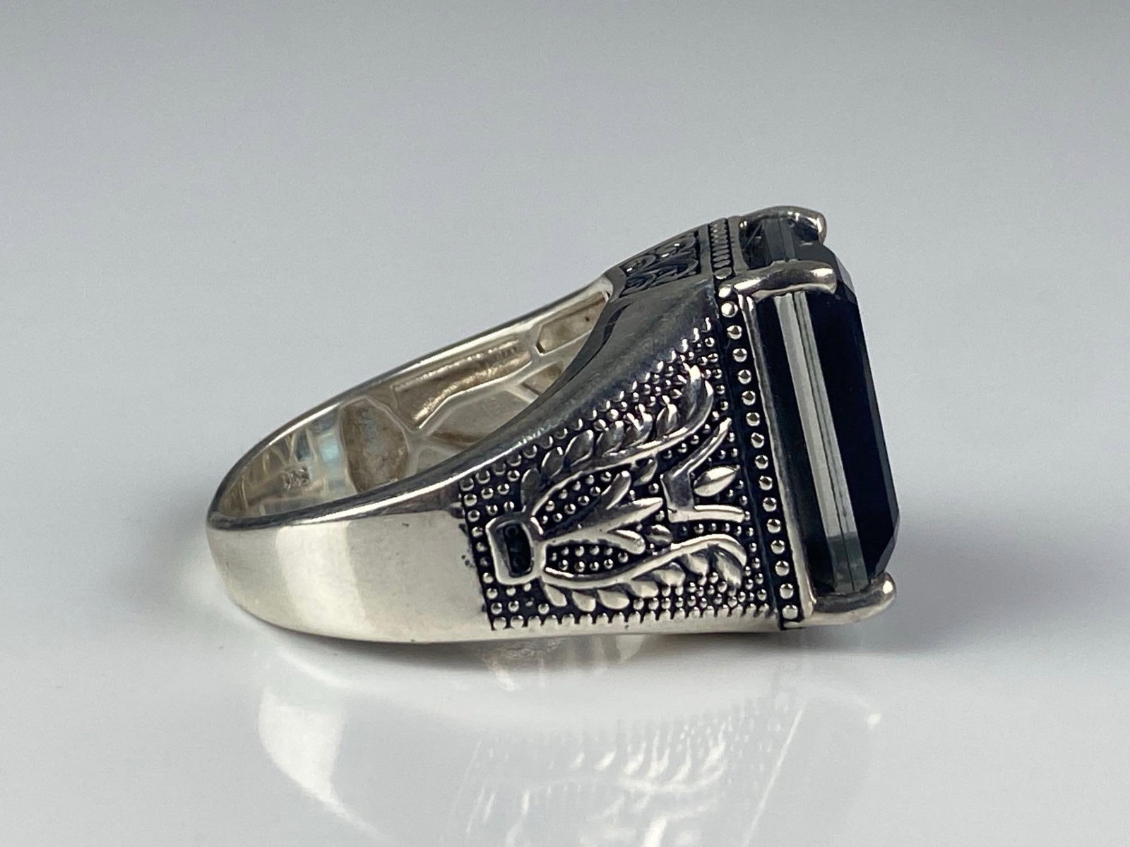 Djoy Signed Sterling Silver Blue Topaz Statement Ring - 3