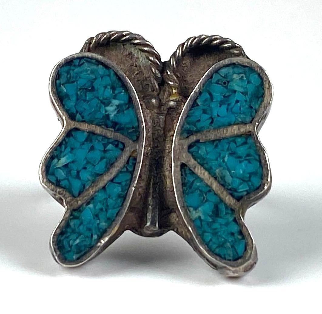 Sterling Silver Turquoise Butterfly Ring: Size 5
