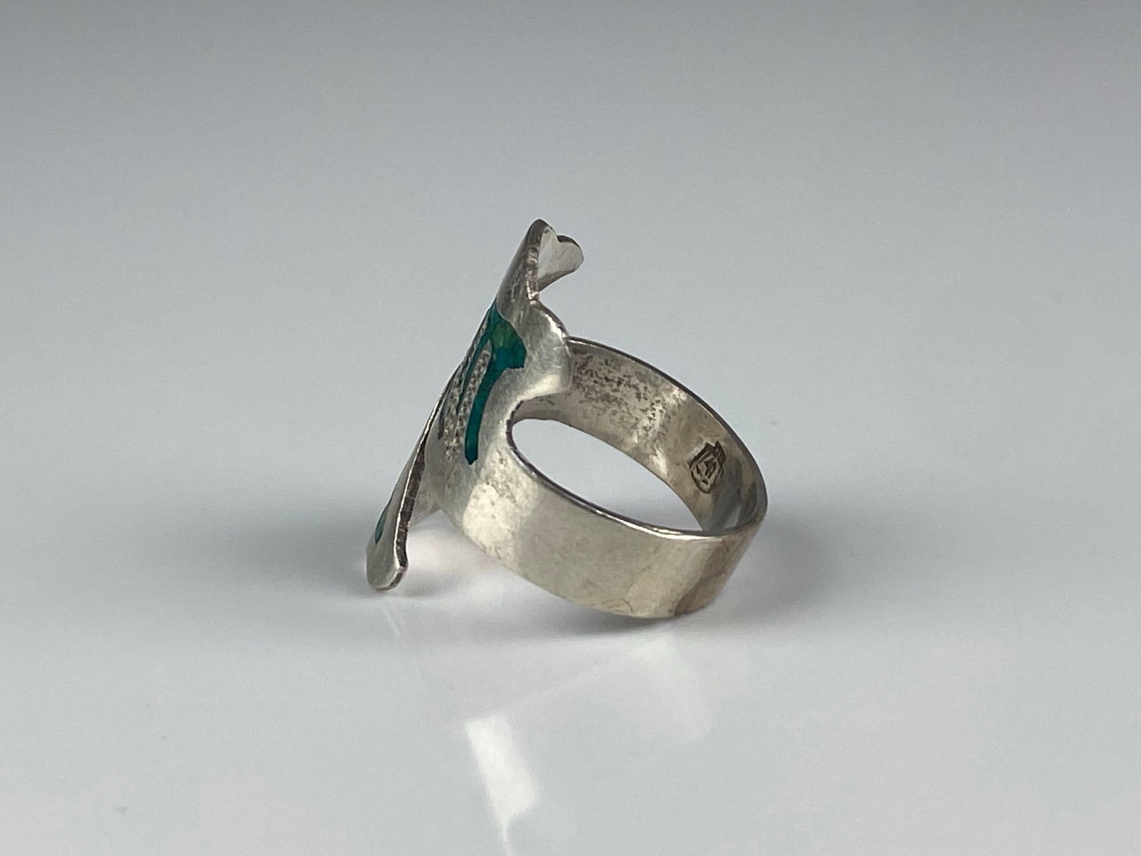 FP Signed Sterling Silver Turquoise Bypass Ring - 2