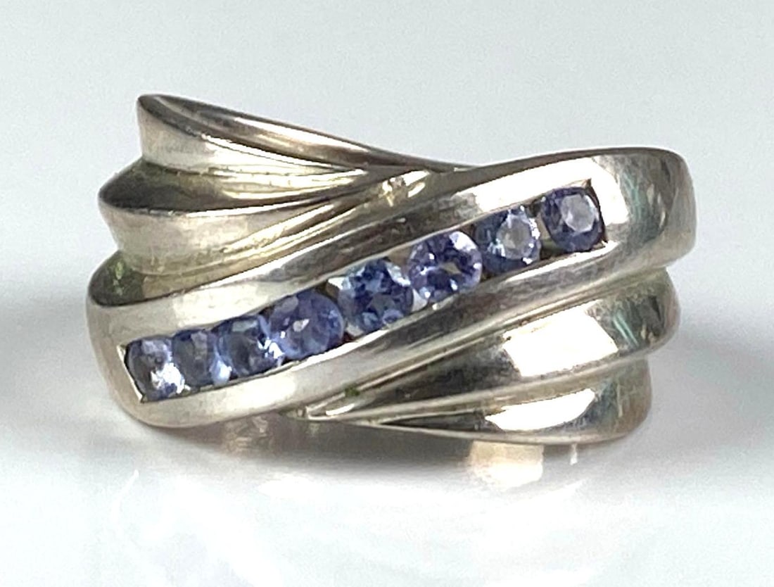 CNA Signed Sterling Silver Iolite Ring: Size 8