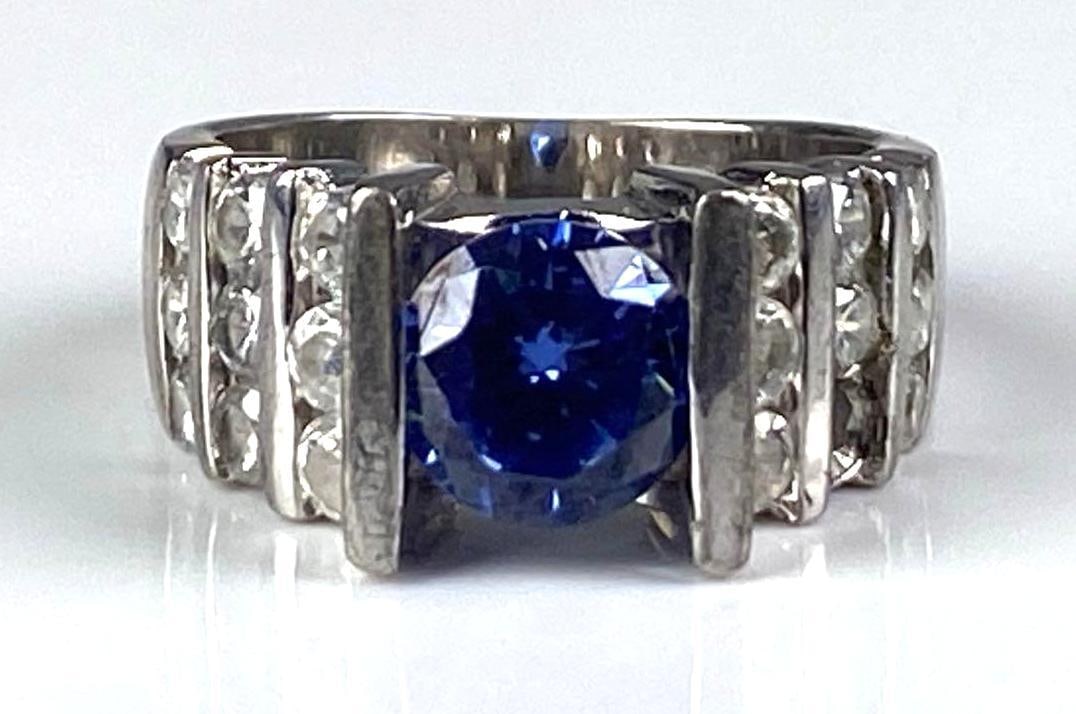 RP Signed Sterling Silver Sapphire Diamond Ring (1 of 4)