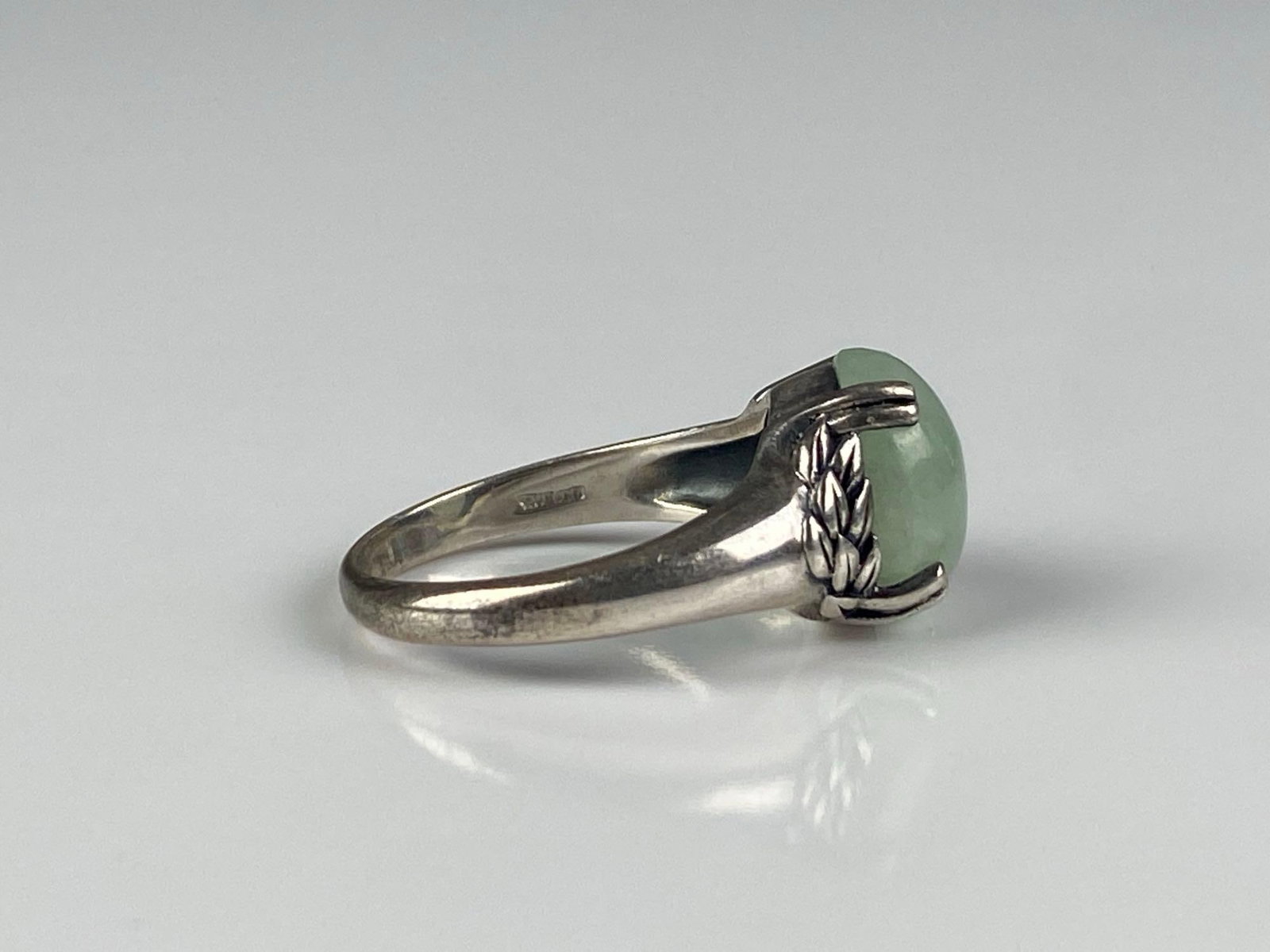 CNA Signed Sterling Silver Jade Ring - 4