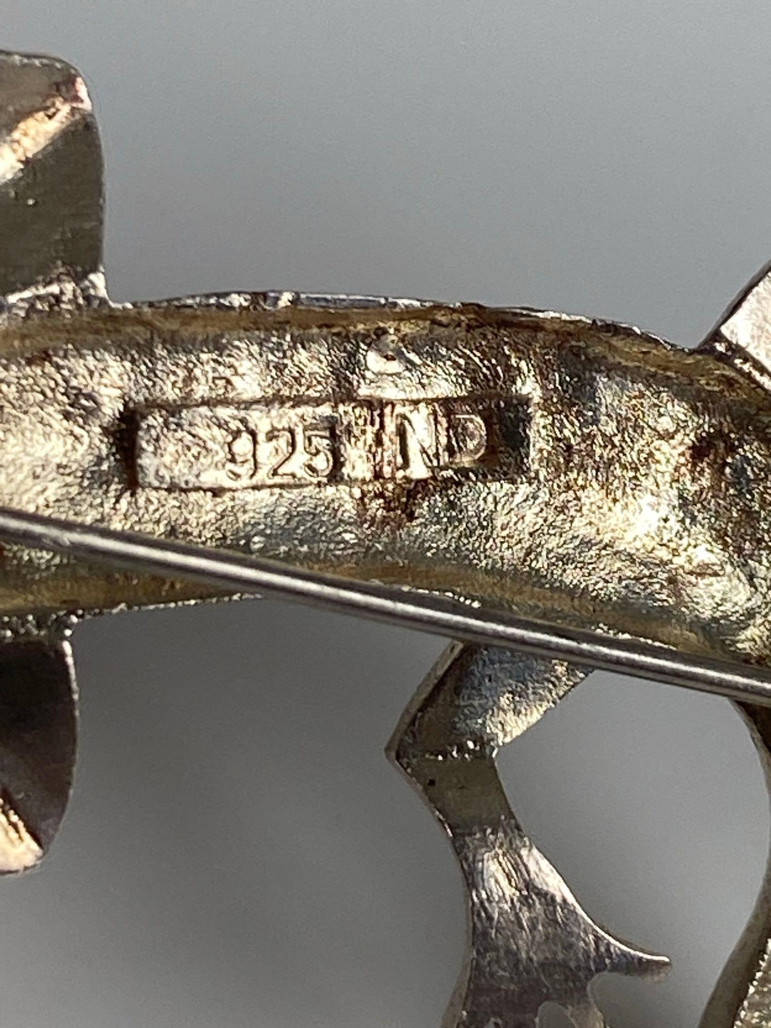 ND Signed Sterling Silver Crawling Lizard Brooch - 3