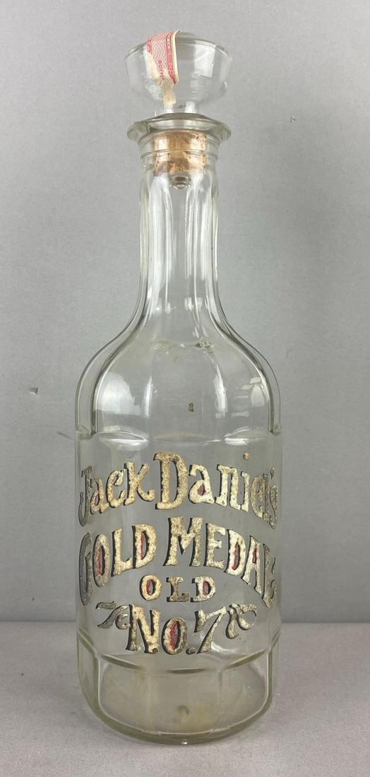 Vintage Jack Daniels Gold Medal Promotional Decanter: Measures 15 inches tall.