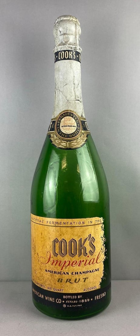 Vintage Cooks Imperial American Champagne Brute Advertising Bottle: Measures 28 inches tall.