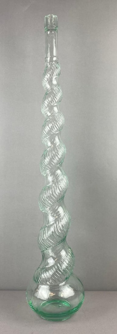Vintage 1960s Italian Empoli Spiral Glass Bottle: Measure 31 inches tall
