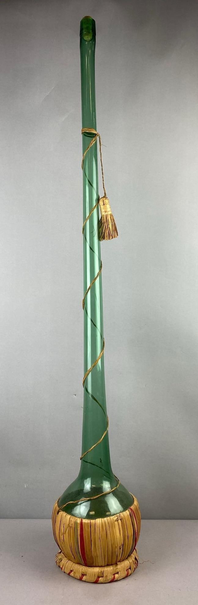 Vintage 1970s Italian Chianti Fiasco Bottle: Measure 46 inches tall.