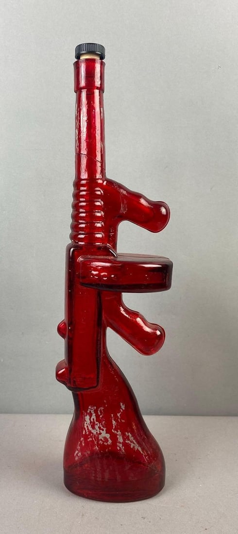 Vintage Roaring 20s Tommy Gun Shaped Tequila Bottle: Measures 18 inches tall.