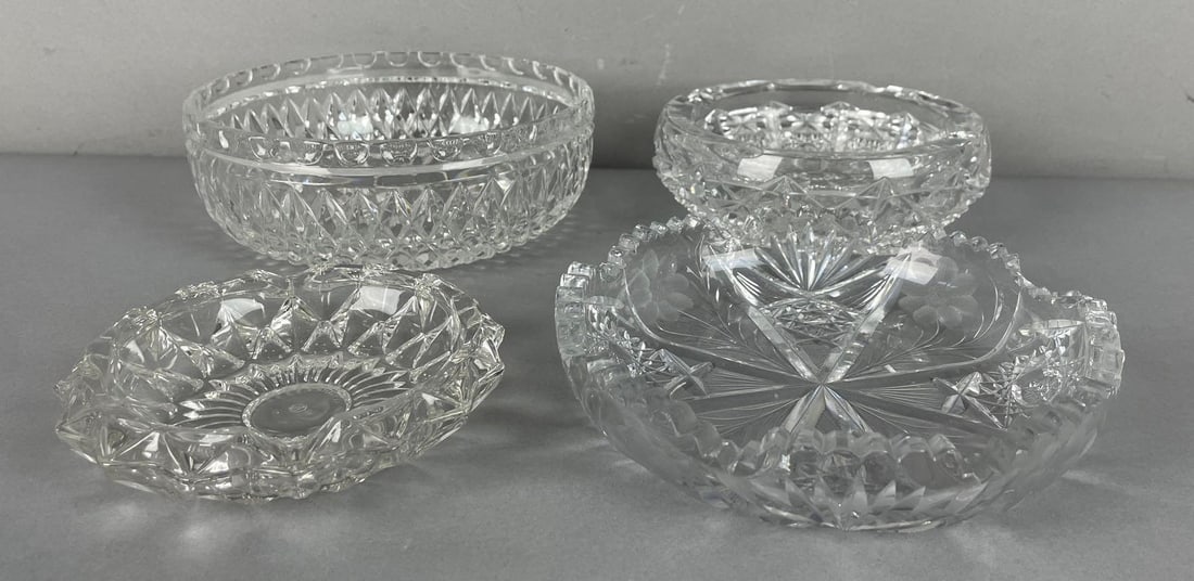 Group of 3 Crystal Ashtrays and Crystal Bowl (1 of 3)
