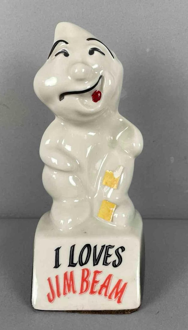 Vintage Jim Beam Whiskey Advertising Drunk Ghost Figurine: Ceramic, measures 7 inches tall