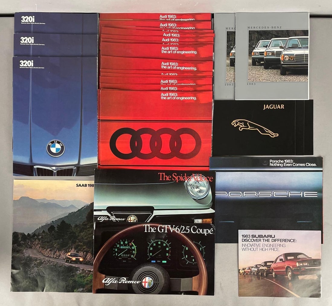 Group of 1983 Luxury Car Dealership Promo Brochures: Includes Porsche, Alfa Romeo, Audi