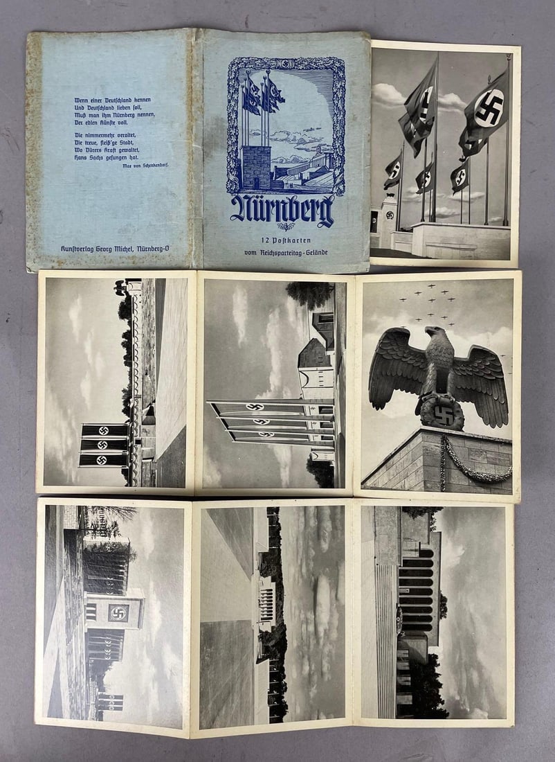 WW2 German Nuremberg Propaganda Postcard Set: Set of 12, some unattached