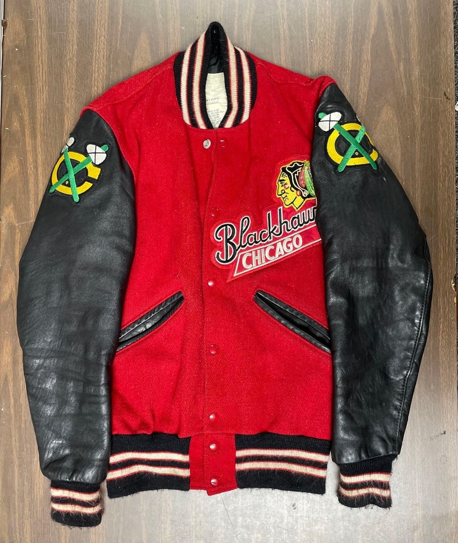 Vintage Delong Sportswear Chicago Blackhawks Wool Letterman Jacket: Wear consistent with age, size 36 Long
