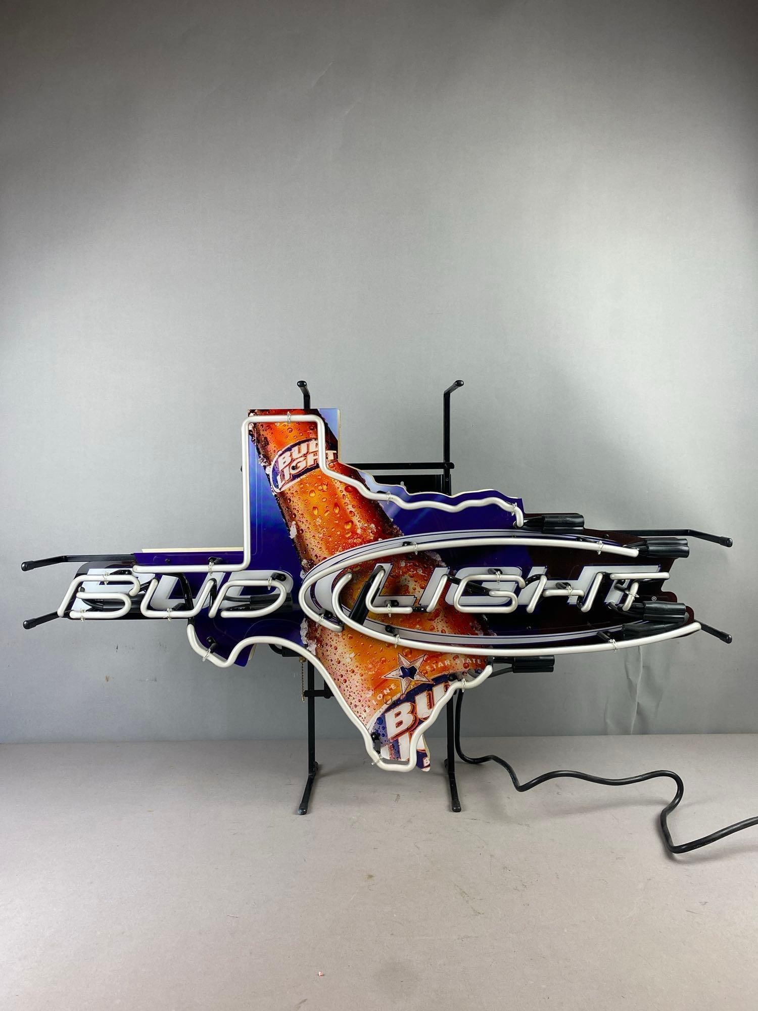 2007 Bud Light Beer Advertising Light Up Neon Display: Working. Measures L 36 x W 22 inches.