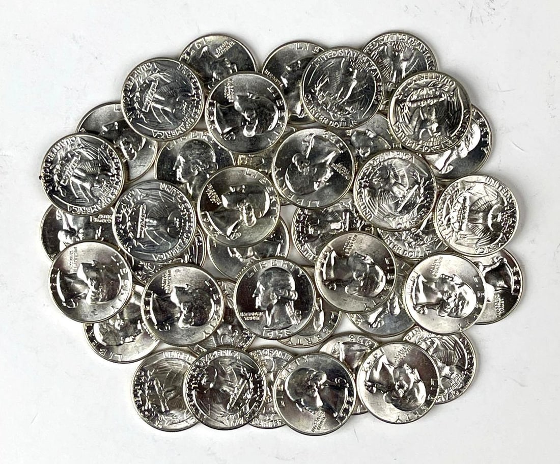 Group of 40 US Washington 90% Silver Quarters (1 of 2)