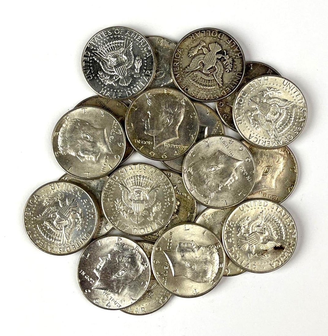 Group of 20 1964 Kennedy 90% Silver Half Dollars: Group of 20 1964 Kennedy 90% Silver Half Dollars