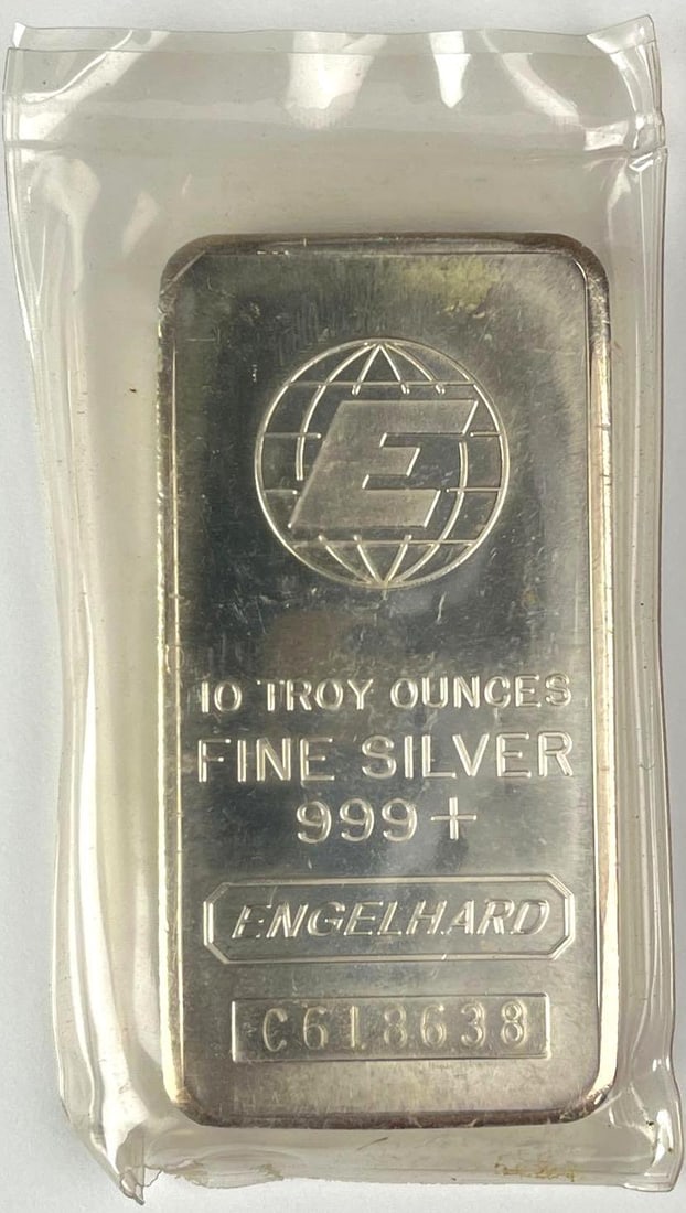 Engelhard 10 oz 999 Fine Silver Ingot/ Bar: Engelhard 10 oz 999 Fine Silver Ingot/ Bar