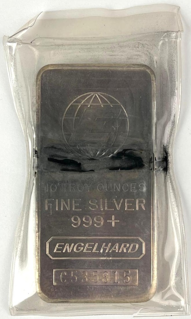Engelhard 10 oz 999 Fine Silver Ingot/ Bar: Engelhard 10 oz 999 Fine Silver Ingot/ Bar