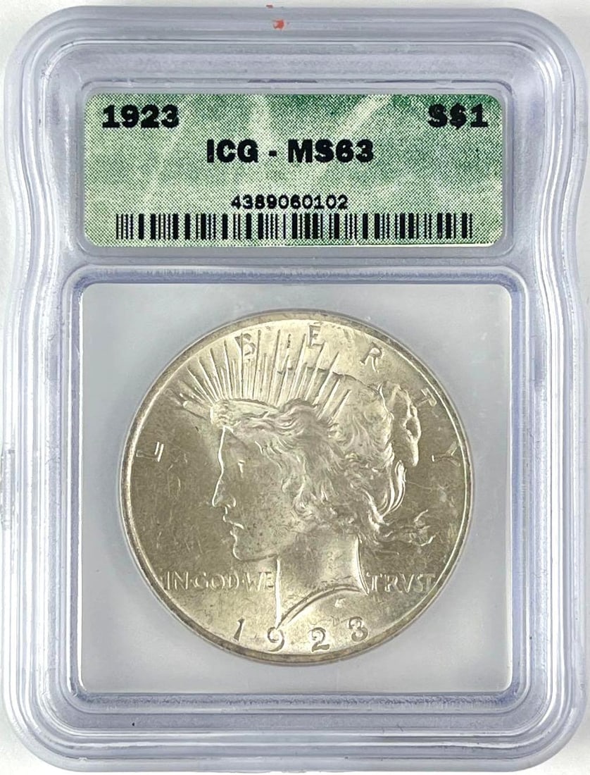 1923 US Peace Silver Dollar ICG MS63: 1923 US Peace Silver Dollar ICG MS63