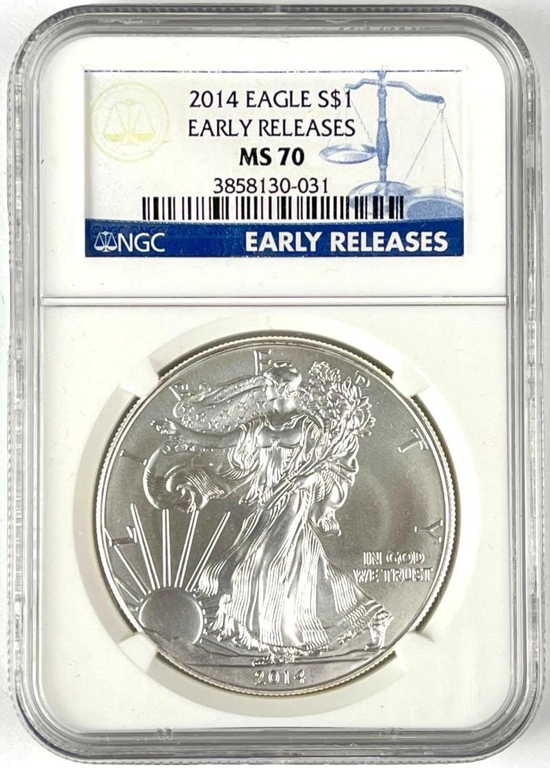 2014 US $1 American Silver Eagle 1 oz Fine Silver Coin NGC MS70 (1 of 2)