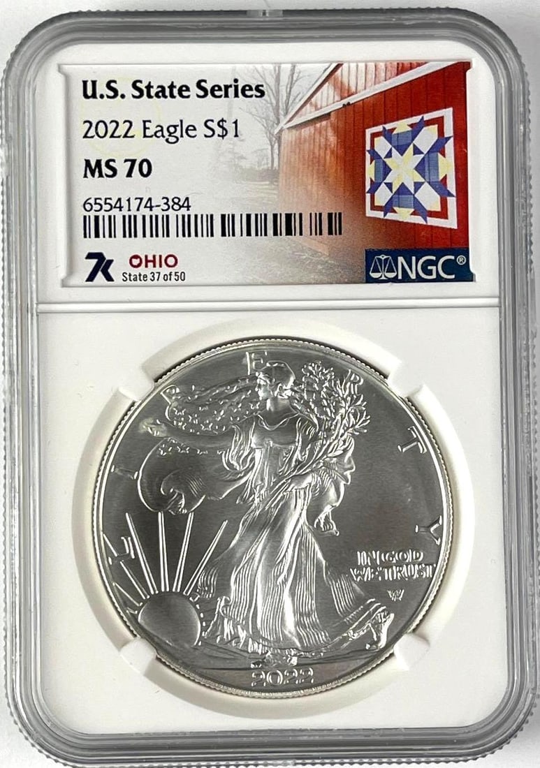 2022 US $1 American Silver Eagle 1 oz Fine Silver Coin NGC MS70 (1 of 2)