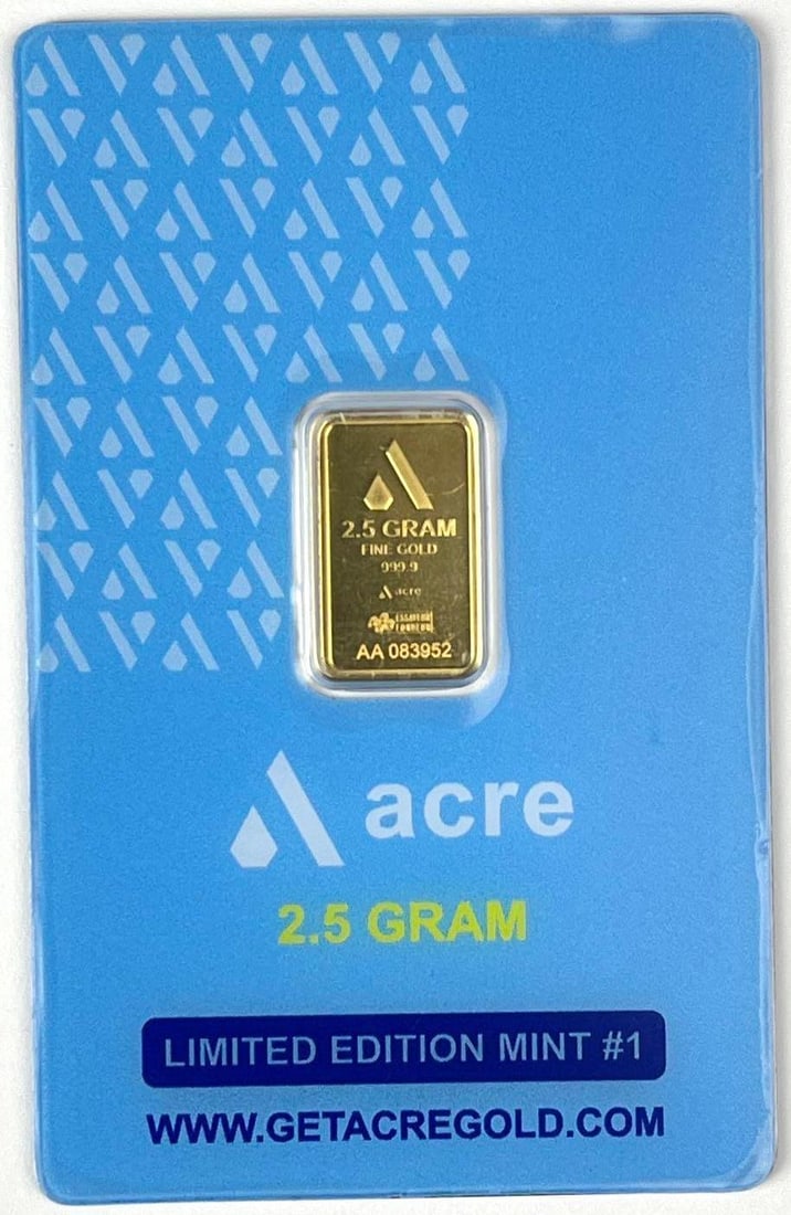 Acre 2.5 Grams 999.9 Fine Gold Ingot/ Bar (1 of 2)