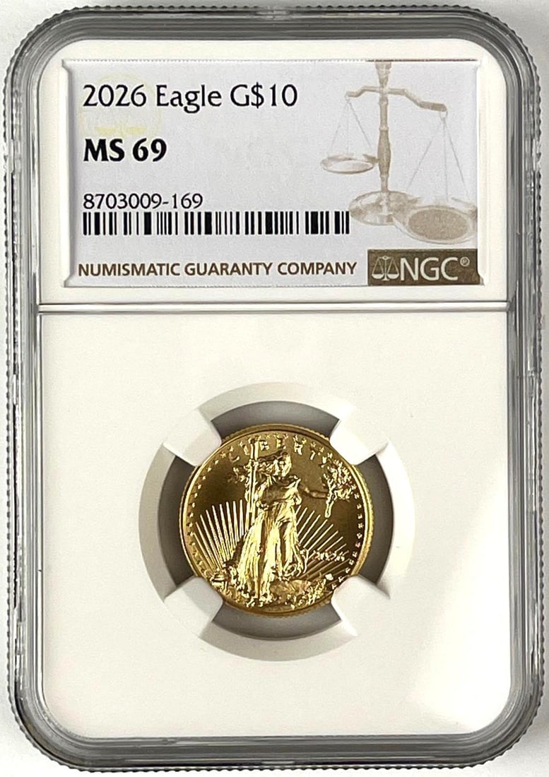 2026 US $10 American Gold Eagle 1/4 oz Fine Gold Coin NGC MS69 (1 of 2)