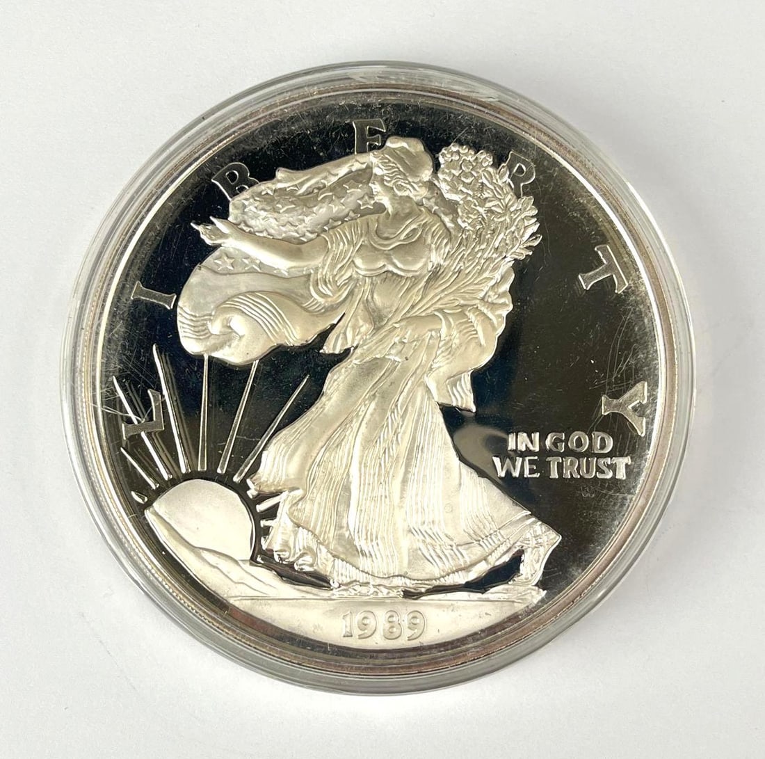1989 The Washington Mint American Silver Eagle Design 8 oz .999 Fine Silver Round (1 of 2)
