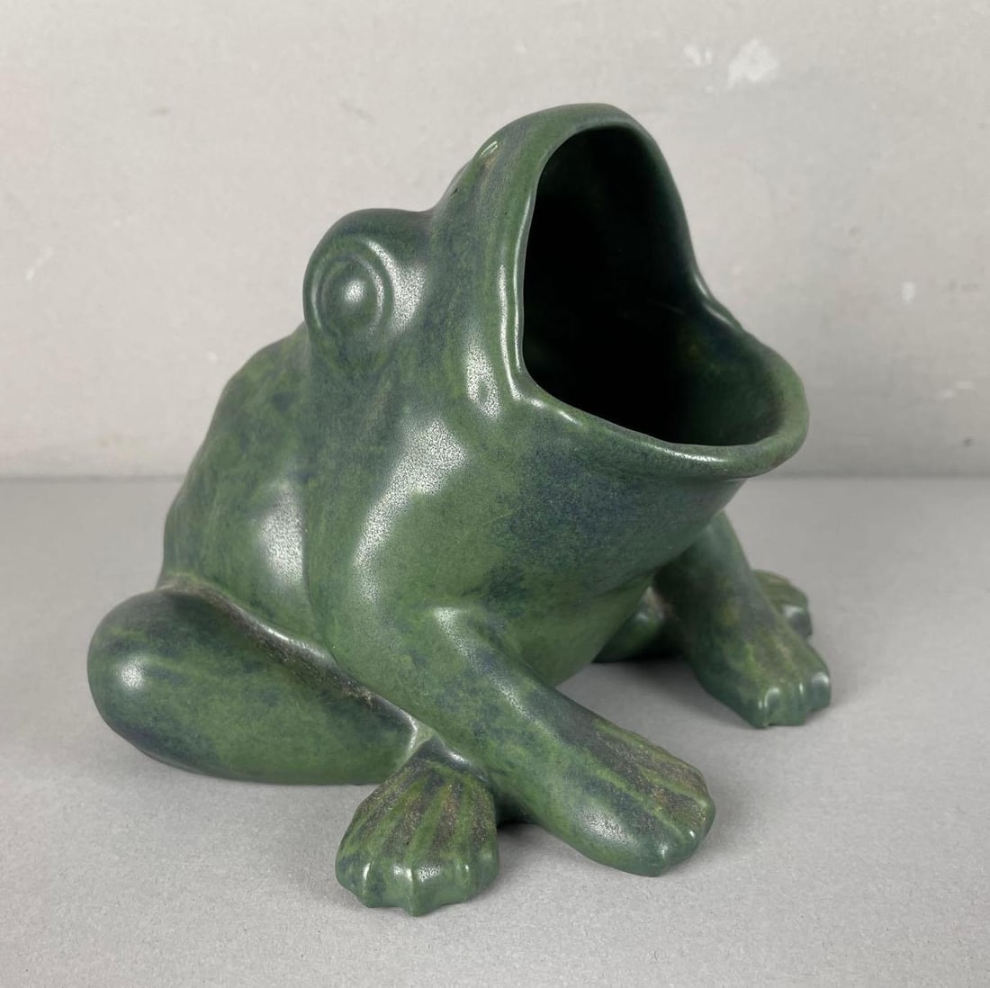 Antique Denver Terra Cotta Co. Frog Planter: Chip on mouth, measures 5 inches x 6 inches x 5 1/2 inches