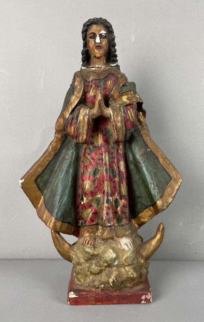 Antique Spanish Colonial Santos Virgin Mary Figure (1 of 5)