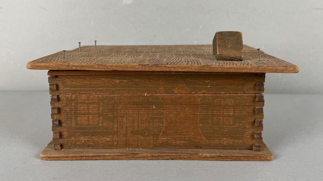 Vintage Paul F. Bench Carved Wood Log Cabin Candy Container (1 of 5)