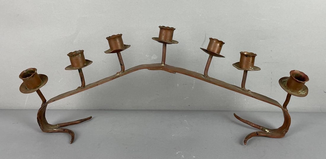Arts and Crafts Hand Wrought Copper Candelabra (1 of 3)