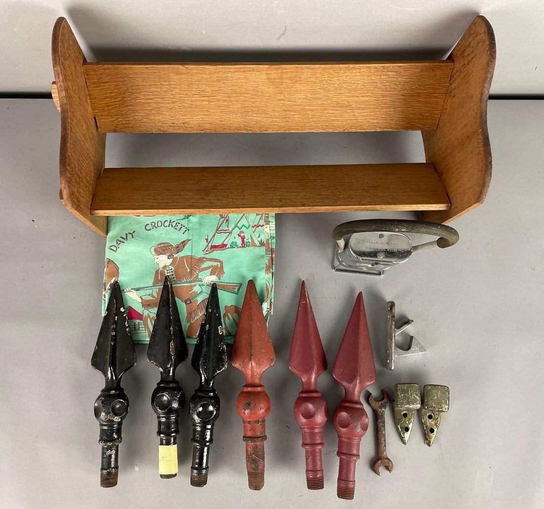 Group of Cast Iron Spear Point Fence Toppers and More (1 of 2)