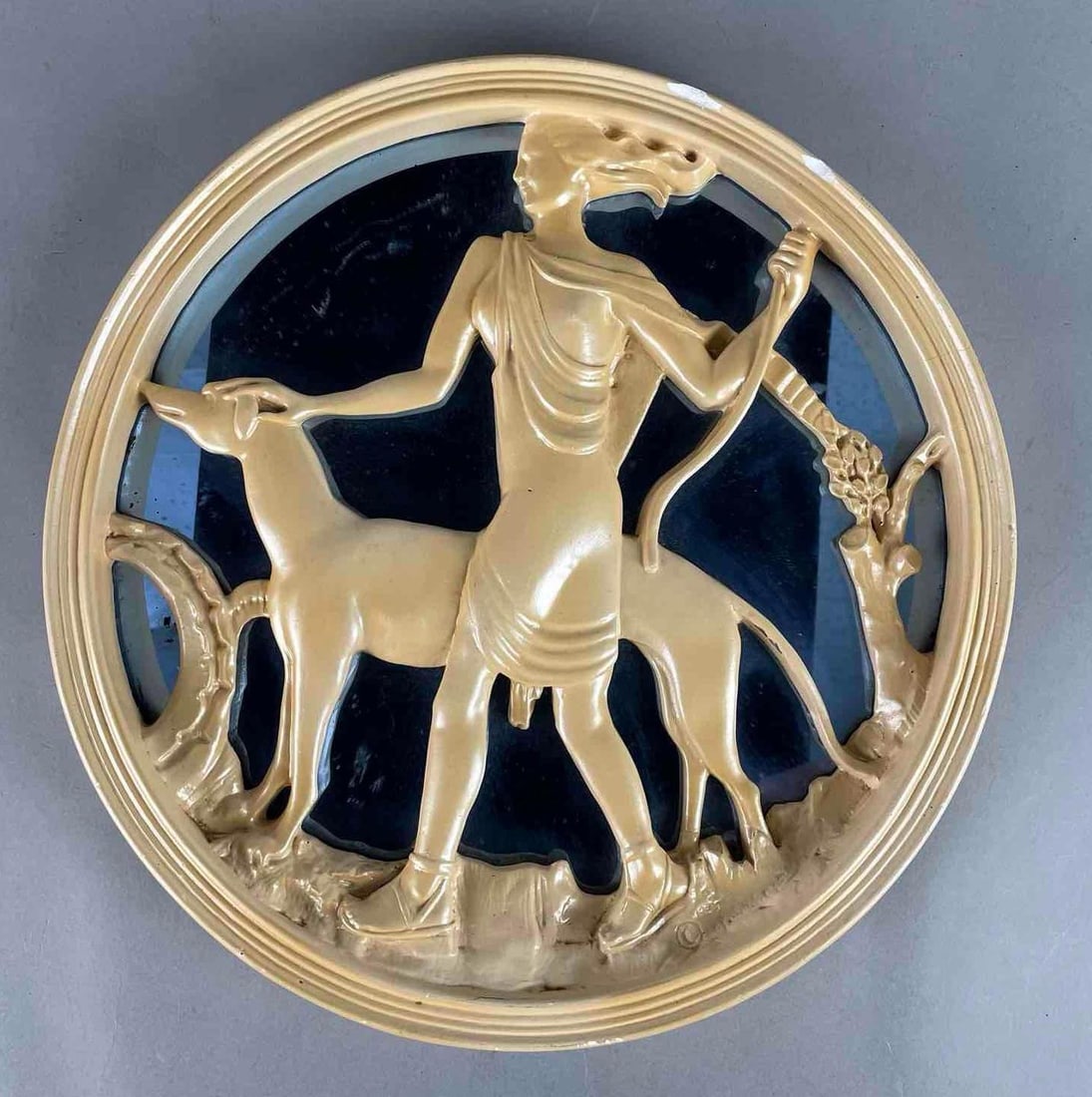 Art Deco Chalk Goddess Diana Mirrored Wall Plaque (1 of 4)