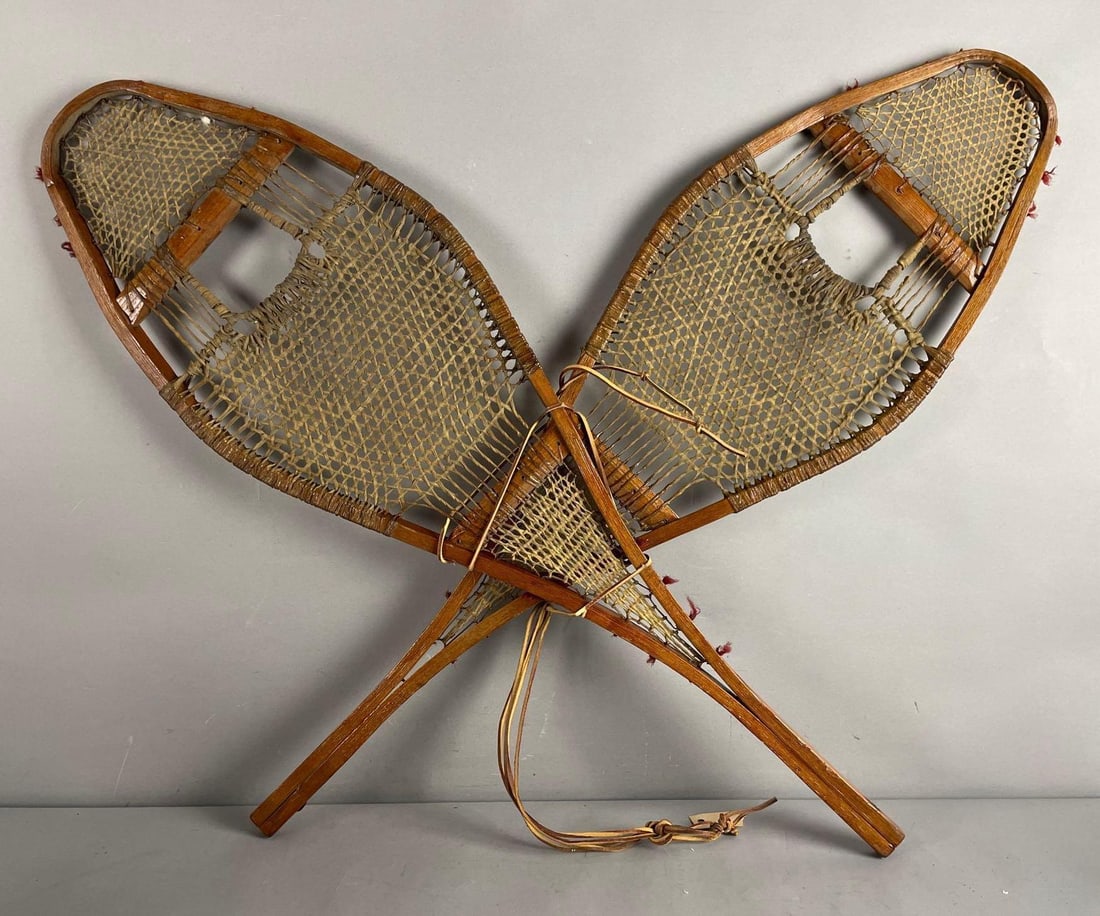 Pair of Antique Wood and Rawhide Snowshoes (1 of 2)