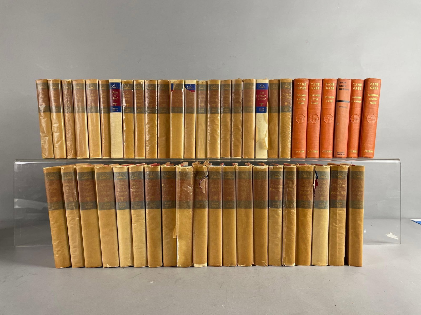 Group of NOS Zane Grey Hardcover Books: Walter j black books with protective paper, collier editions, each measure 7 3/4 inches x 5 1/2 inches