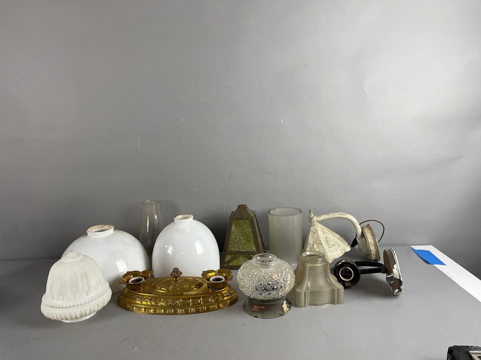 Group of Vintage Glass Lamp Shades and Fixtures (1 of 3)