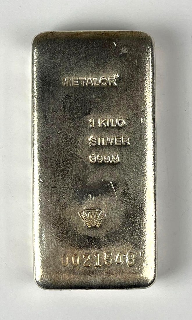 Metalor 1 Kilo 999.9 Silver Ingot/ Bar: Metalor 1 Kilo 999.9 Silver Ingot/ Bar